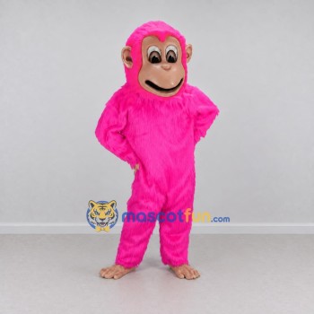Custom Pink and Tan Chimpanzee Mascot Costume Adult Full Body Suit for School Events Custom Pink and Tan Chimpanzee Mascot Costume Adult Full Body Suit for School Events