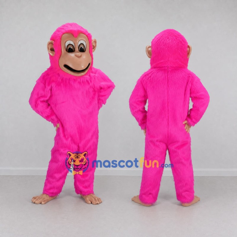 Custom Pink and Tan Chimpanzee Mascot Costume Adult Full Body Suit for School Events Custom Pink and Tan Chimpanzee Mascot Costume Adult Full Body Suit for School Events