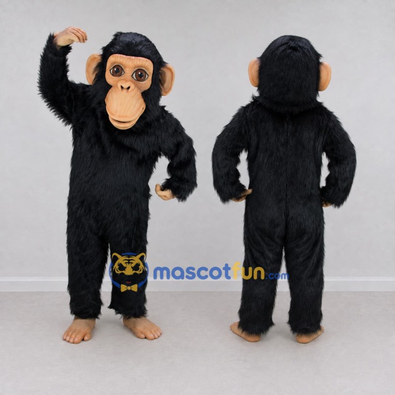 Custom Black and Tan Chimpanzee Mascot Costume Adult Full Body Suit for Wildlife Events Custom Black and Tan Chimpanzee Mascot Costume Adult Full Body Suit for Wildlife Events