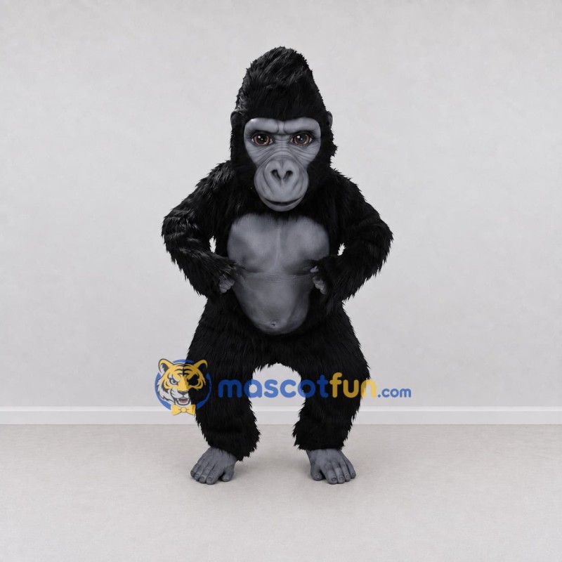 Custom Black and Gray Gorilla Mascot Costume Adult Full Body Suit for Wildlife Events Custom Black and Gray Gorilla Mascot Costume Adult Full Body Suit for Wildlife Events