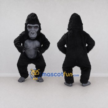Custom Black and Gray Gorilla Mascot Costume Adult Full Body Suit for Wildlife Events