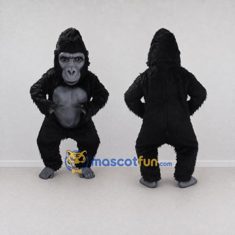 Custom Black and Gray Gorilla Mascot Costume Adult Full Body Suit for Wildlife Events Custom Black and Gray Gorilla Mascot Costume Adult Full Body Suit for Wildlife Events