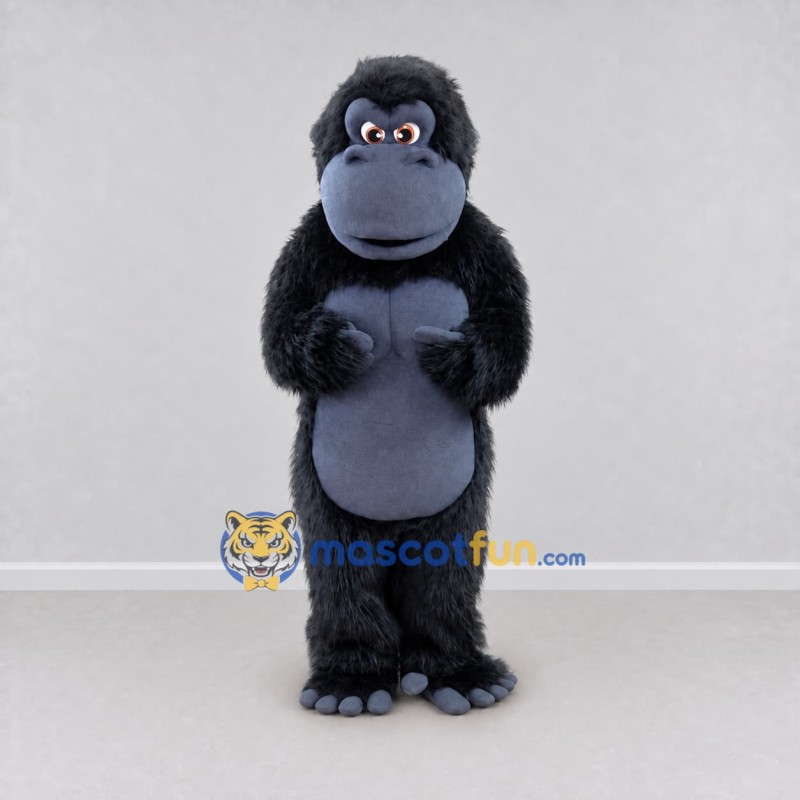 Custom Black and Blue Gray Gorilla Mascot Costume Adult Full Body Suit for School Events