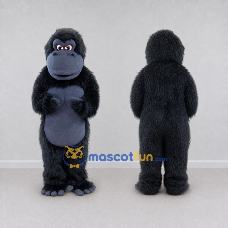 Custom Black and Blue Gray Gorilla Mascot Costume Adult Full Body Suit for School Events