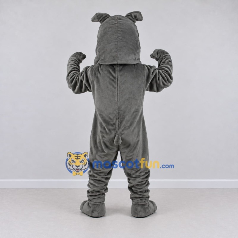 Custom Gray Bulldog Mascot Costume Adult Full Body Suit for Sports Events Custom Gray Bulldog Mascot Costume Adult Full Body Suit for Sports Events
