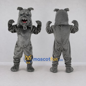 Custom Gray Bulldog Mascot Costume Adult Full Body Suit for Sports Events