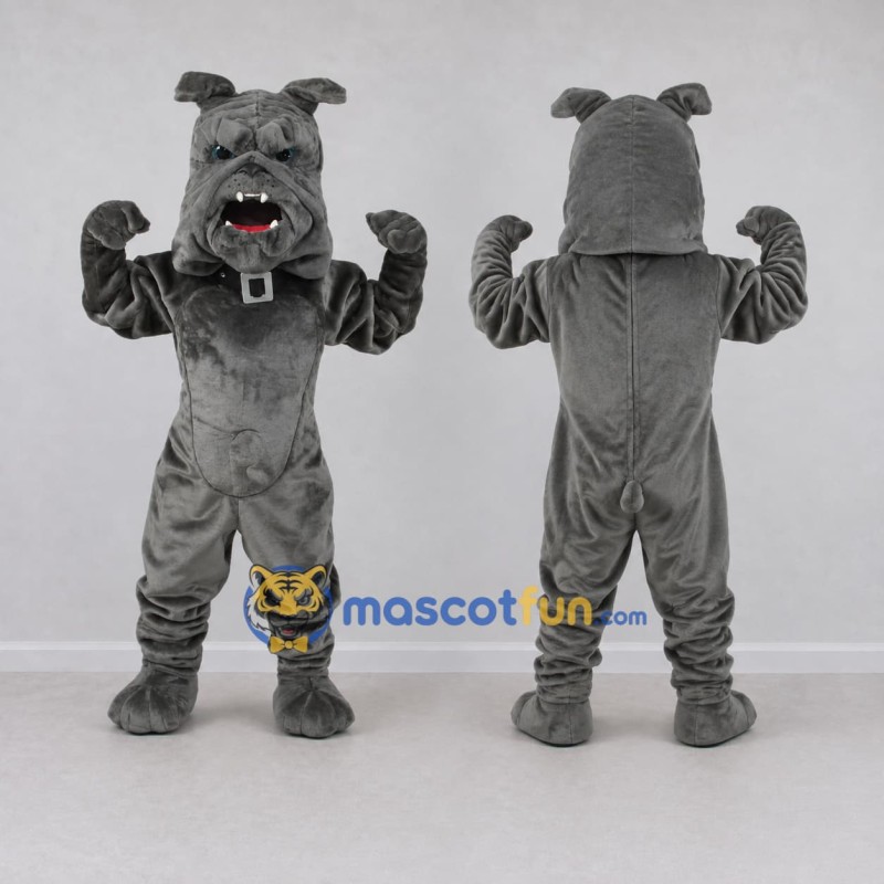 Custom Gray Bulldog Mascot Costume Adult Full Body Suit for Sports Events Custom Gray Bulldog Mascot Costume Adult Full Body Suit for Sports Events