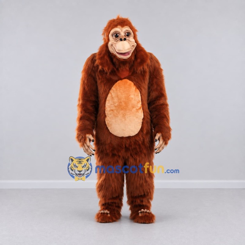 Custom Reddish Brown and Tan Orangutan Mascot Costume Adult Full Body Suit for Wildlife Events Custom Reddish Brown and Tan Orangutan Mascot Costume Adult Full Body Suit for Wildlife Events