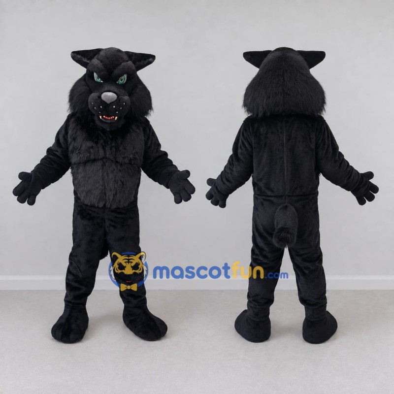 Custom Black Werewolf Mascot Costume Adult Full Body Suit for Halloween Events Custom Black Werewolf Mascot Costume Adult Full Body Suit for Halloween Events