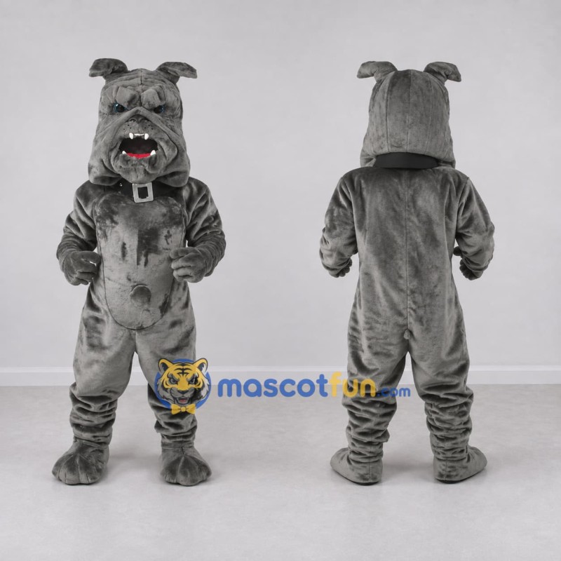 Custom Gray Bulldog Mascot Costume Adult Full Body Suit for Sports Events Custom Gray Bulldog Mascot Costume Adult Full Body Suit for Sports Events