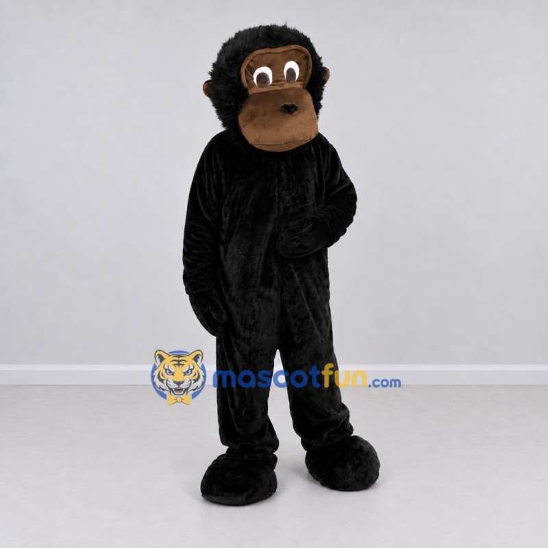 Custom Black and Brown Monkey Mascot Costume Adult Full Body Suit for Wildlife Events Custom Black and Brown Monkey Mascot Costume Adult Full Body Suit for Wildlife Events