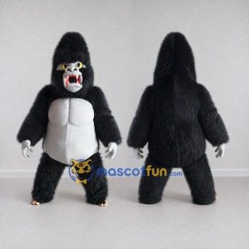Custom Black and White Roaring Gorilla Mascot Costume Adult Full Body Suit for Wildlife Events