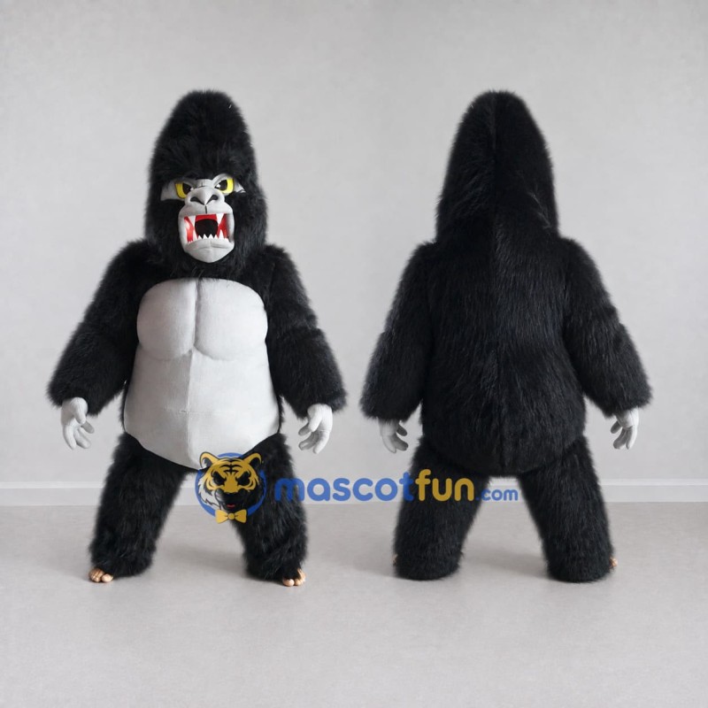 Custom Black and White Roaring Gorilla Mascot Costume Adult Full Body Suit for Wildlife Events Custom Black and White Roaring Gorilla Mascot Costume Adult Full Body Suit for Wildlife Events