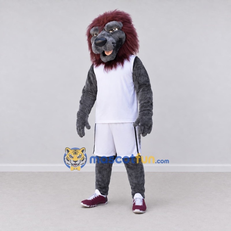 Custom Gray Brown and White Baboon in Sportswear Mascot Costume Adult Full Body Suit for Sports Events Custom Gray Brown and White Baboon in Sportswear Mascot Costume Adult Full Body Suit for Sports Events