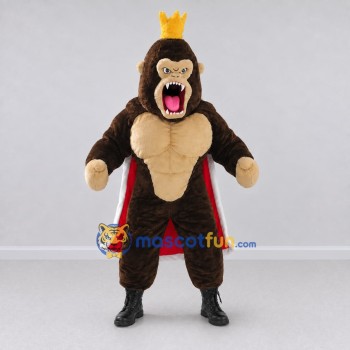Custom Brown Red and Gold Gorilla King Mascot Costume Adult Full Body Suit for Themed Parties Custom Brown Red and Gold Gorilla King Mascot Costume Adult Full Body Suit for Themed Parties