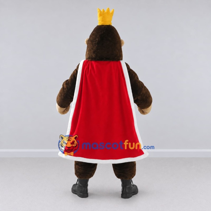 Custom Brown Red and Gold Gorilla King Mascot Costume Adult Full Body Suit for Themed Parties Custom Brown Red and Gold Gorilla King Mascot Costume Adult Full Body Suit for Themed Parties