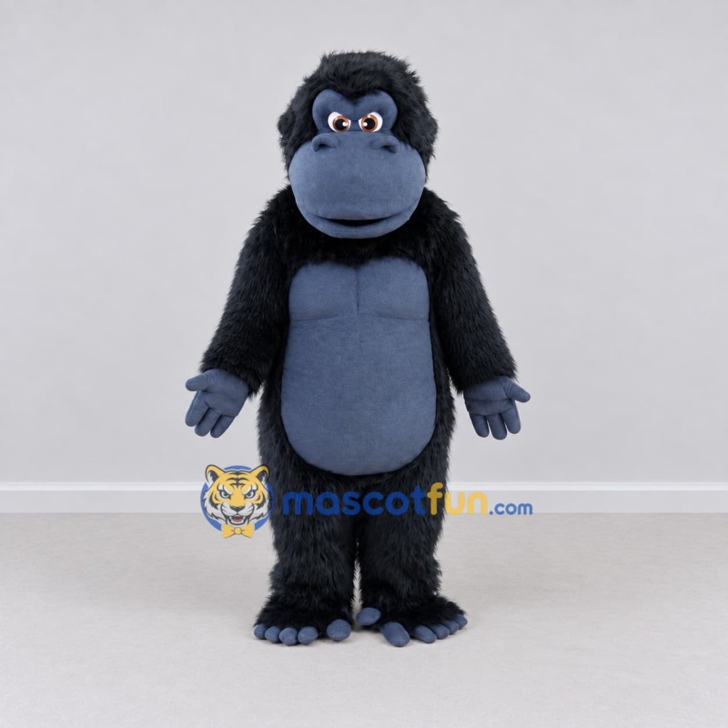 Custom Black and Blue Gray Gorilla Mascot Costume Adult Full Body Suit for School Events