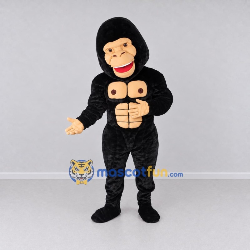 Custom Black and Tan Muscular Gorilla Mascot Costume Adult Full Body Suit for School Events