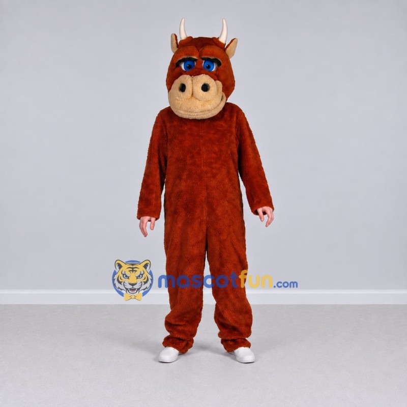 Custom Reddish Brown and Tan Bull Mascot Costume Adult Full Body Suit for Farm Events Custom Reddish Brown and Tan Bull Mascot Costume Adult Full Body Suit for Farm Events