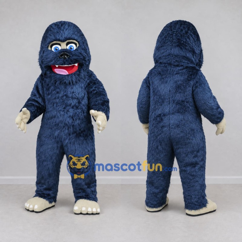Custom Navy Blue and Cream Gorilla Mascot Costume Adult Full Body Suit for School Events Custom Navy Blue and Cream Gorilla Mascot Costume Adult Full Body Suit for School Events