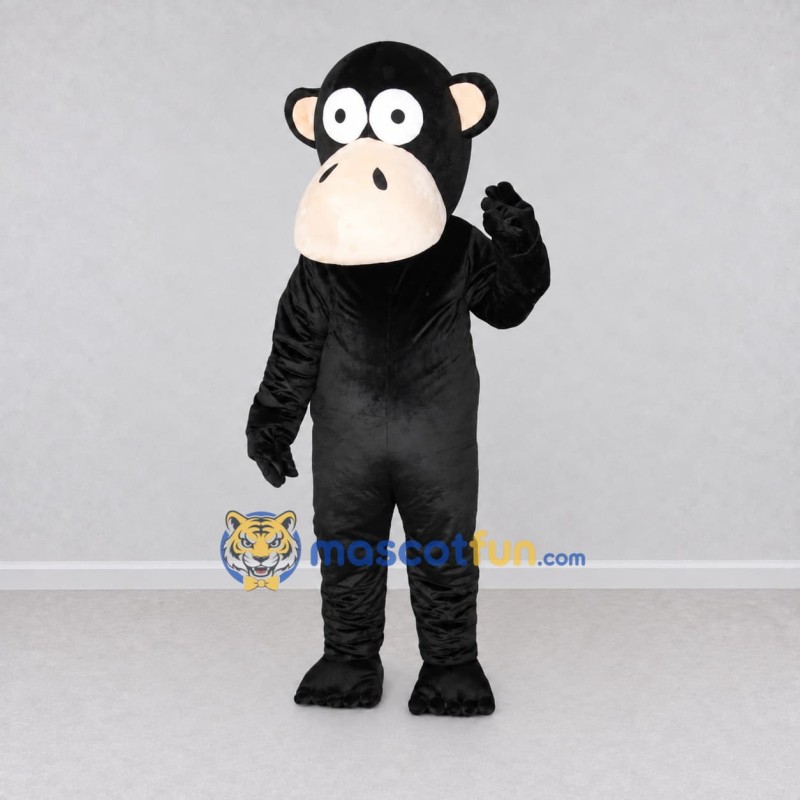 Custom Black and Cream Ape Mascot Costume Adult Full Body Suit for School Events Custom Black and Cream Ape Mascot Costume Adult Full Body Suit for School Events