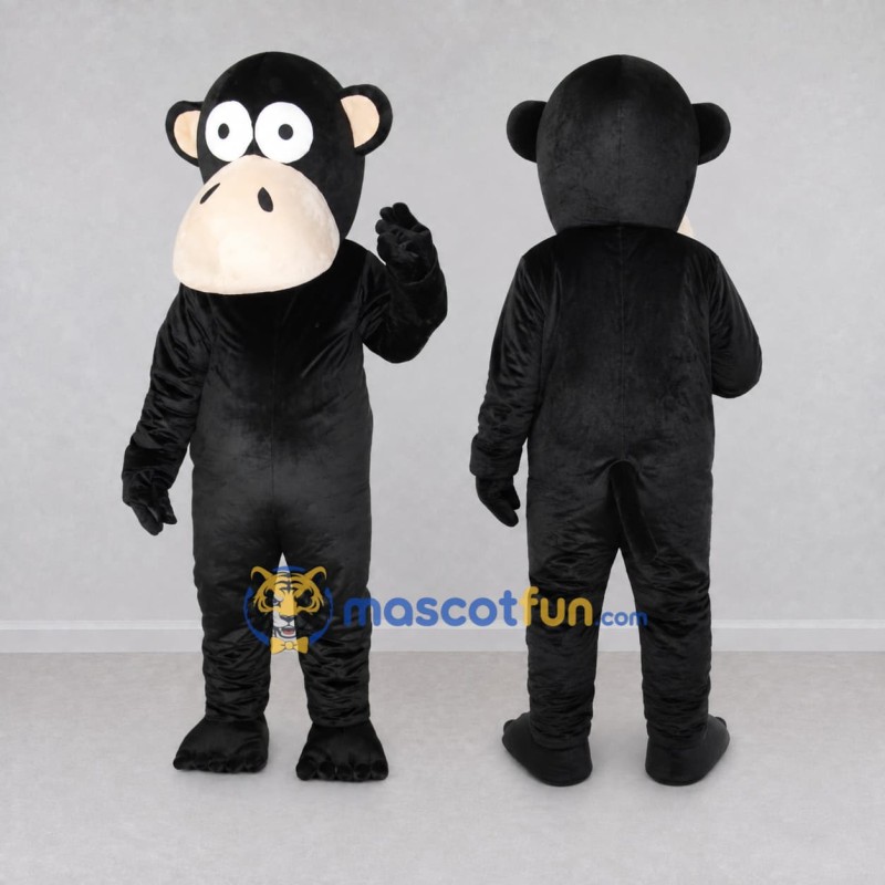 Custom Black and Cream Ape Mascot Costume Adult Full Body Suit for School Events Custom Black and Cream Ape Mascot Costume Adult Full Body Suit for School Events