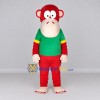 Custom Red and Green Monkey in T Shirt Mascot Costume Adult Full Body Suit for School Events