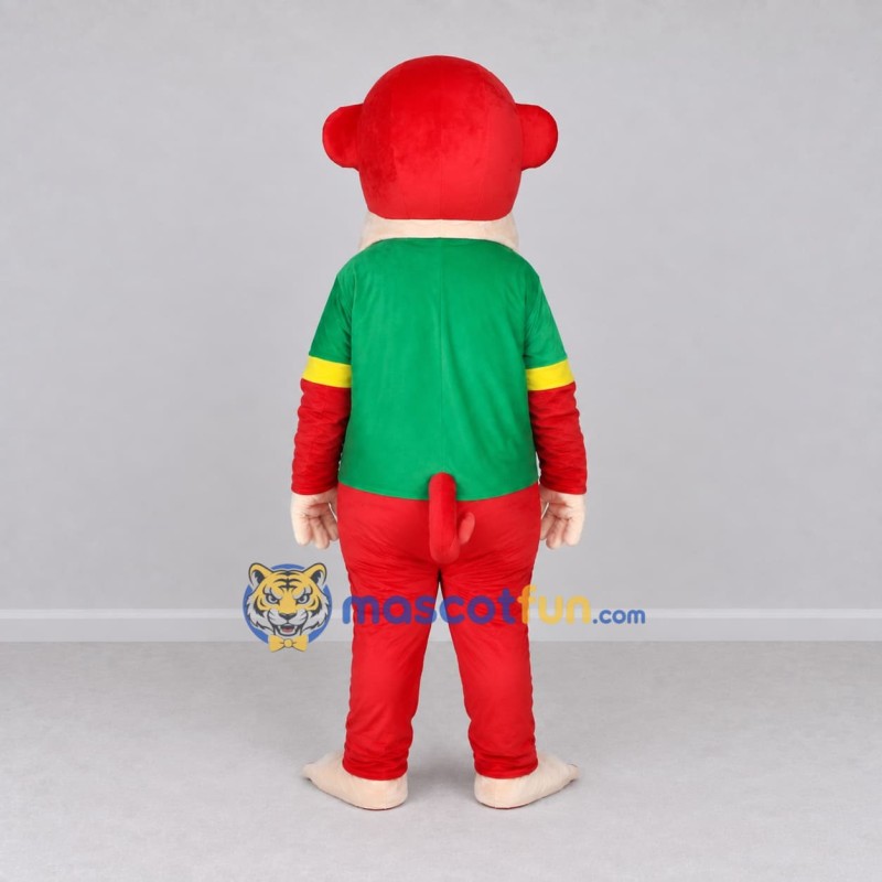 Custom Red and Green Monkey in T Shirt Mascot Costume Adult Full Body Suit for School Events
