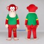 Custom Red and Green Monkey in T Shirt Mascot Costume Adult Full Body Suit for School Events