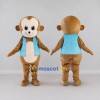 Custom Tan and Light Blue Monkey in Vest Mascot Costume Adult Full Body Suit for School Events Custom Tan and Light Blue Monkey in Vest Mascot Costume Adult Full Body Suit for School Events