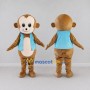 Custom Tan and Light Blue Monkey in Vest Mascot Costume Adult Full Body Suit for School Events