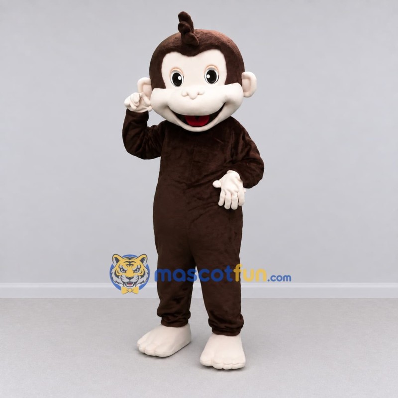Custom Brown and Cream Monkey Mascot Costume Adult Full Body Suit for School Events Custom Brown and Cream Monkey Mascot Costume Adult Full Body Suit for School Events