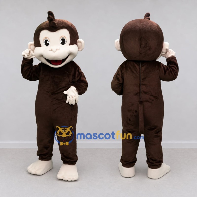 Custom Brown and Cream Monkey Mascot Costume Adult Full Body Suit for School Events Custom Brown and Cream Monkey Mascot Costume Adult Full Body Suit for School Events