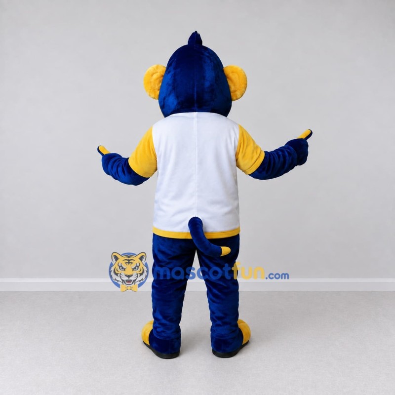 Custom Blue Yellow and White Monkey in Sportswear Mascot Costume Adult Full Body Suit for Sports Events Custom Blue Yellow and White Monkey in Sportswear Mascot Costume Adult Full Body Suit for Sports Events