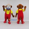 Custom Brown Red and Yellow Monkey in Overalls Mascot Costume Adult Full Body Suit for School Events