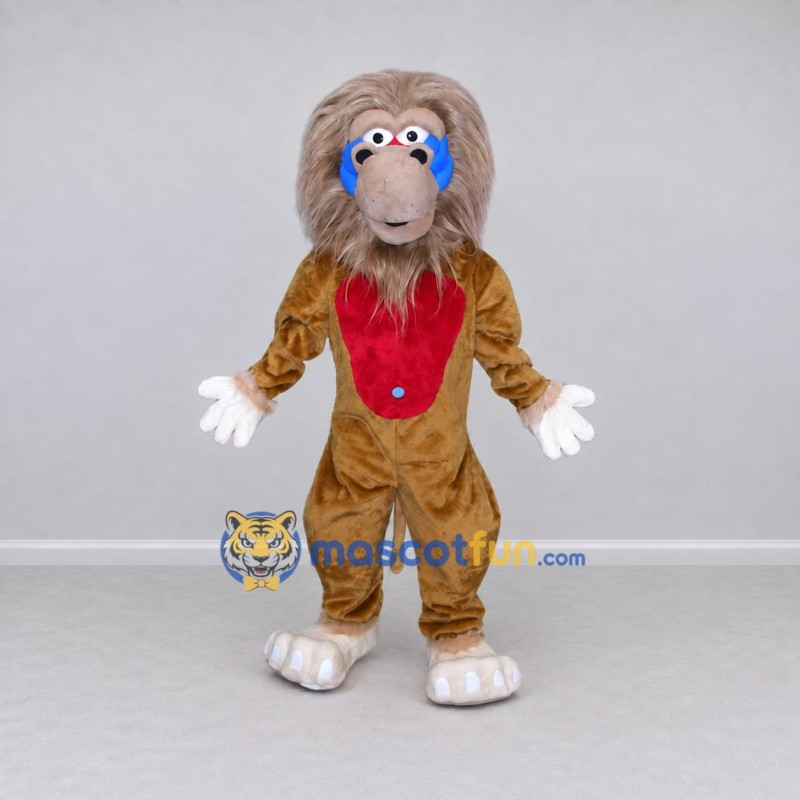 Custom Brown Blue and Red Baboon Mascot Costume Adult Full Body Suit for Wildlife Events