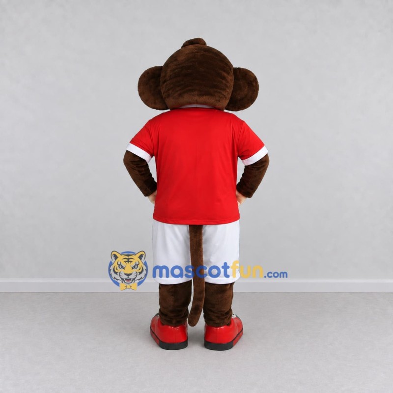 Custom Brown Red and White Monkey in Sportswear Mascot Costume Adult Full Body Suit for Sports Events