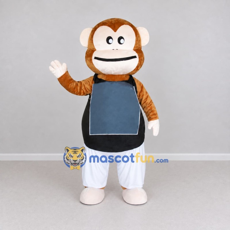 Custom Brown Black and White Monkey in Sportswear Mascot Costume Adult Full Body Suit for Sports Events