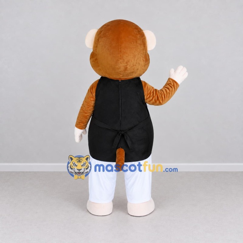Custom Brown Black and White Monkey in Sportswear Mascot Costume Adult Full Body Suit for Sports Events