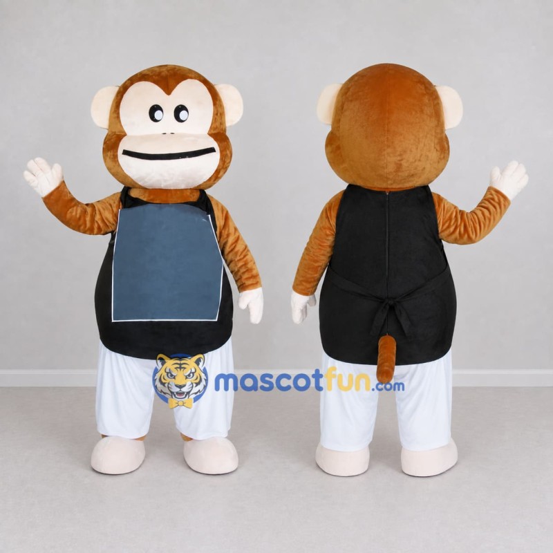 Custom Brown Black and White Monkey in Sportswear Mascot Costume Adult Full Body Suit for Sports Events