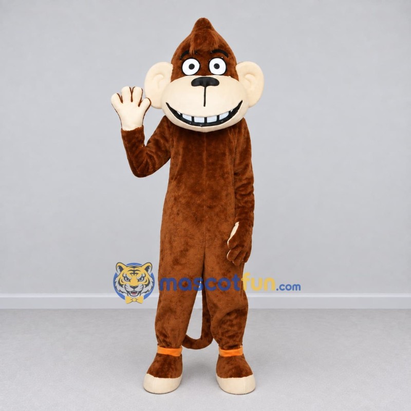 Custom Brown and Cream Monkey Mascot Costume Adult Full Body Suit for School Events Custom Brown and Cream Monkey Mascot Costume Adult Full Body Suit for School Events