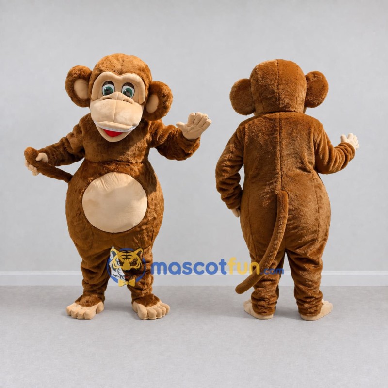 Custom Brown and Tan Monkey Mascot Costume Adult Full Body Suit for Wildlife Events Custom Brown and Tan Monkey Mascot Costume Adult Full Body Suit for Wildlife Events