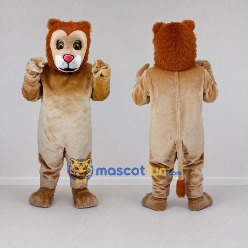 Custom Tan and Brown Lion Mascot Costume Adult Full Body Suit for Wildlife Events