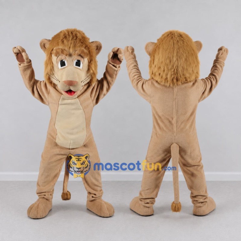 Custom Tan Lion Mascot Costume Adult Full Body Suit for Wildlife Events Custom Tan Lion Mascot Costume Adult Full Body Suit for Wildlife Events