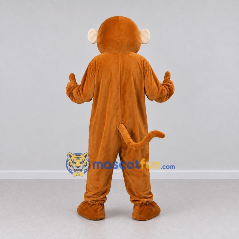 Custom Tan and Cream Monkey Mascot Costume Adult Full Body Suit for School Events Custom Tan and Cream Monkey Mascot Costume Adult Full Body Suit for School Events
