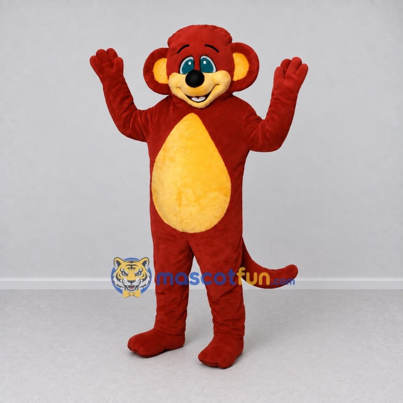 Custom Red and Yellow Monkey Mascot Costume Adult Full Body Suit for School Events Custom Red and Yellow Monkey Mascot Costume Adult Full Body Suit for School Events