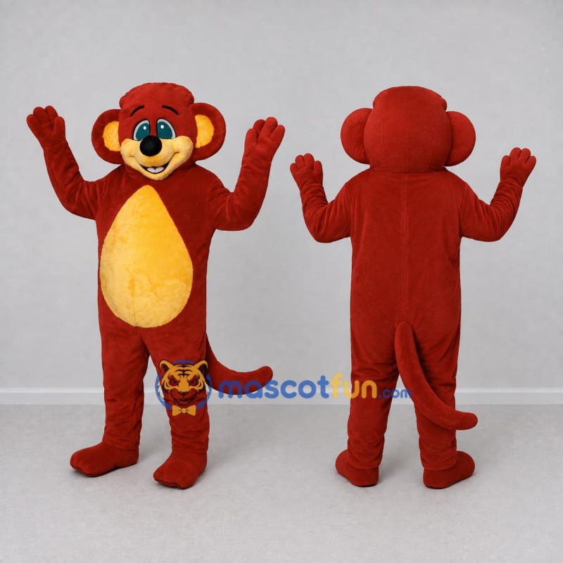 Custom Red and Yellow Monkey Mascot Costume Adult Full Body Suit for School Events Custom Red and Yellow Monkey Mascot Costume Adult Full Body Suit for School Events