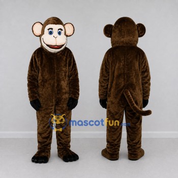 Custom Brown and Cream Monkey Mascot Costume Adult Full Body Suit for School Events
