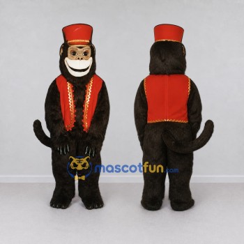 Custom Black and Red Monkey in Top Hat and Vest Mascot Costume Adult Full Body Suit for Themed Parties