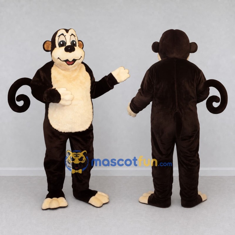 Custom Brown and Cream Monkey Mascot Costume Adult Full Body Suit for School Events Custom Brown and Cream Monkey Mascot Costume Adult Full Body Suit for School Events